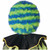 Spiral Clown Horror Neon Green Blue Two Tone Afro Adult Unisex Wig