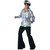 70s Disco Silver Mirrorball Mens Costume Shirt & Hat Set