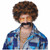 Disco Dirt Bag Black Brown Afro 1970s 1960s Hippie Men Costume Wig Moustache