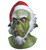 Green Christmas Monster Holiday Adult Mens Costume Mask with Santa Hat