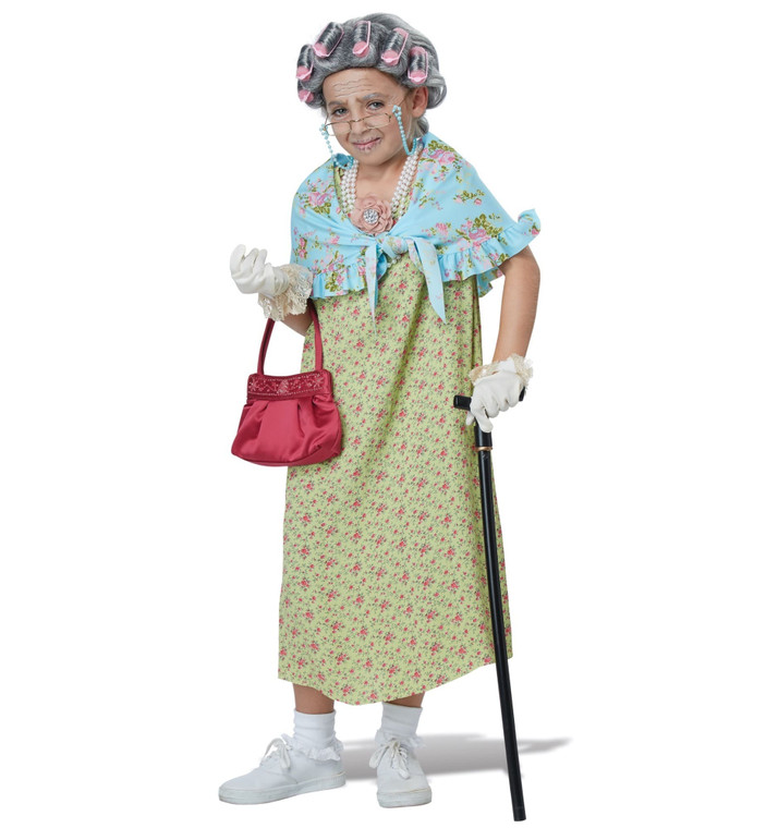 Old Lady Granny Grandma 100 Days of School Book Week Child Girls Costume Kit