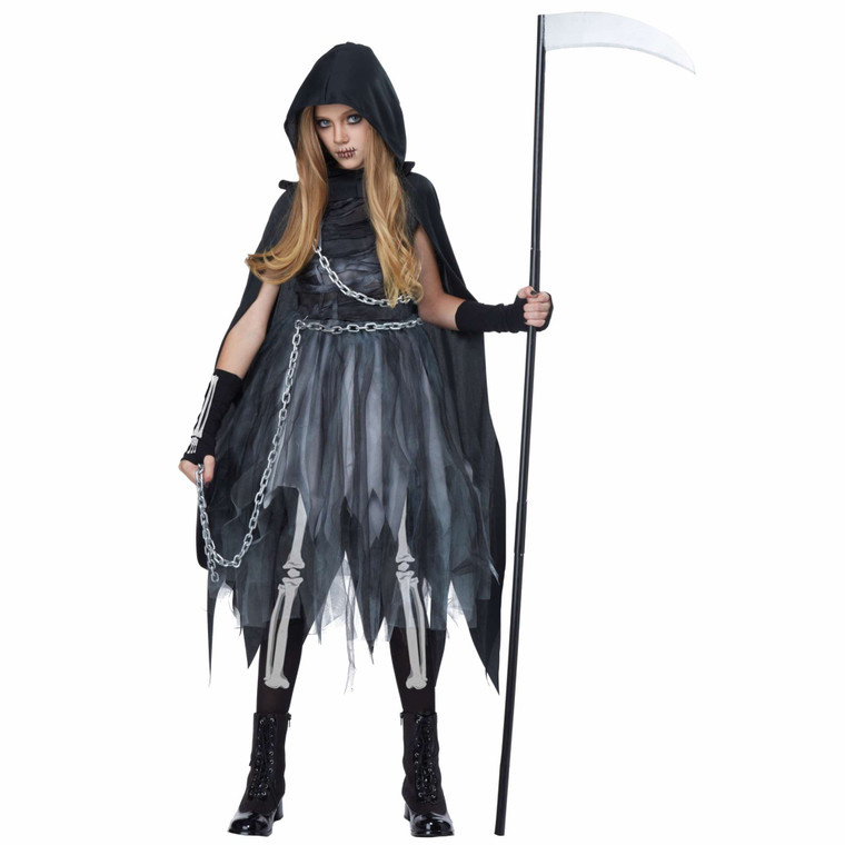 Reaper Girl Grim Death Ghost Horror Ghoul Halloween Book Week Girls Costume