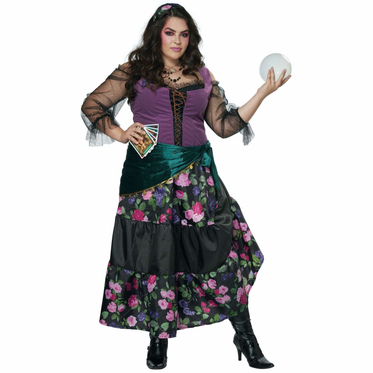 Mystical Charmer Fortune Teller Gypsy Tarot Card Reader Womens Costume Plus