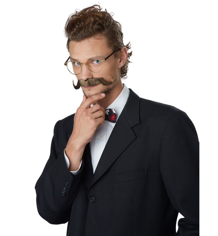 Handlebar Brown Blonde Englishman 1920s Butler Villain Mens Costume Moustache