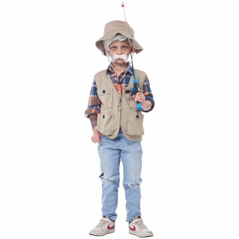 100 Days And Gone Fishing Old Man Grandpa 100 Days of School Child Boys Costume
