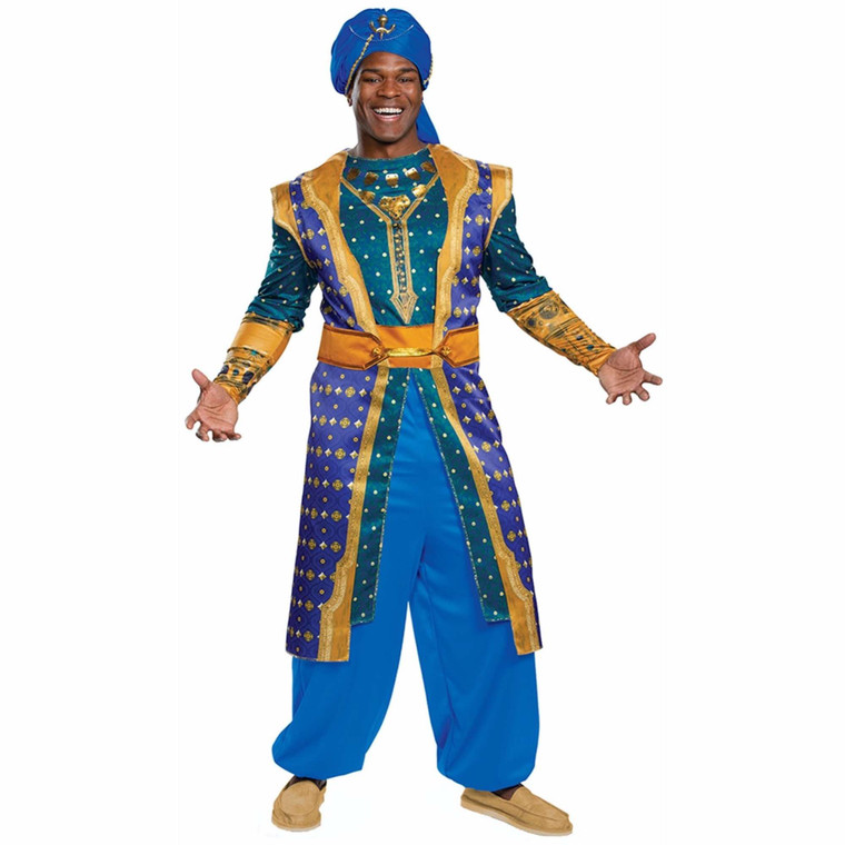 Genie Deluxe Disney Aladdin Arabian Movie Story Book Teen Boys Mens Costume M