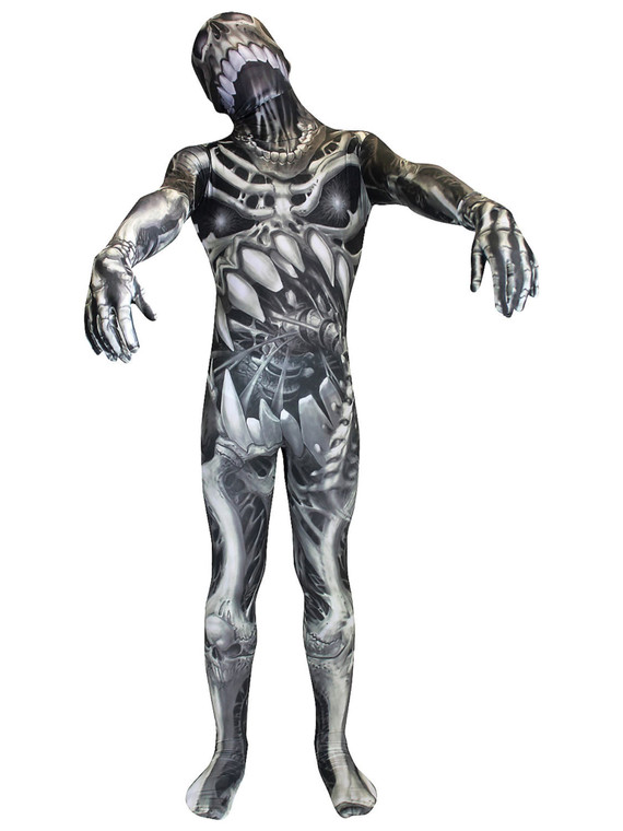 Skull And Bones Horror Zombie Halloween Adult Mens Costume Morphsuit