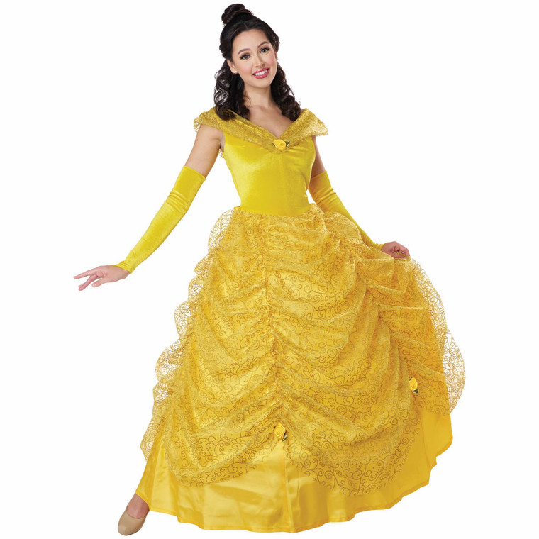 Beauty Deluxe Ball Gown Princess Belle Story Book Week Adult Womens Costume