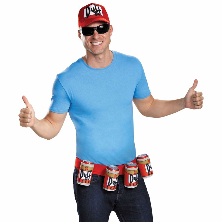 Duffman The Simpsons Duff Beer Cartoon Mens Costume Accessory Hat Belt Kit