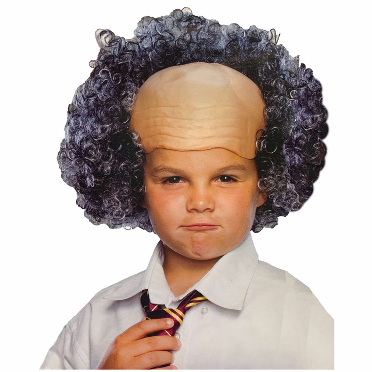 Grandpa Professor Bald Old Man Grey Chilc Boys Wig