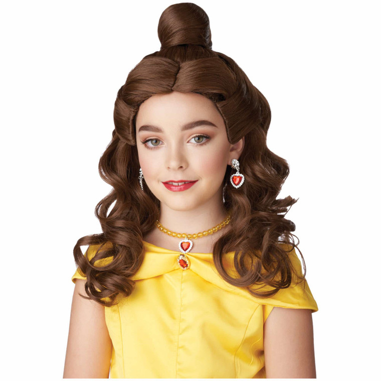Beauty Princess Storybook Brown Top Knot Girls Wig