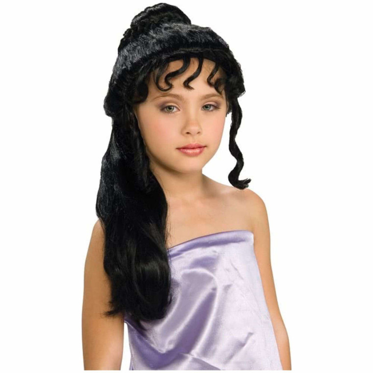 Grecian Princess Greek Roman Black Long Girls Wig