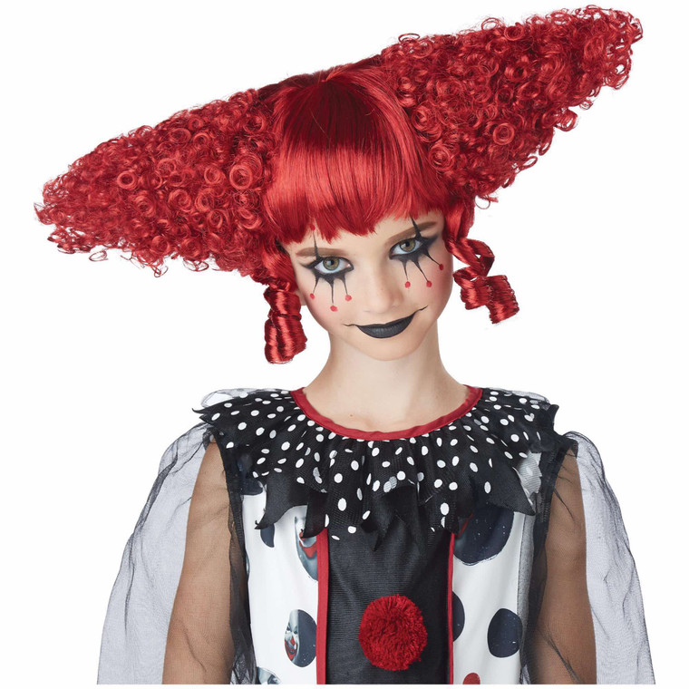 Creepy Clown Red Short Cones Wig for Girls