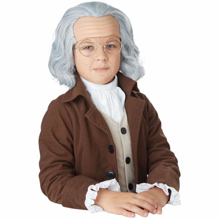 Benjamin Franklin 18th Century Boys Powdered Wig