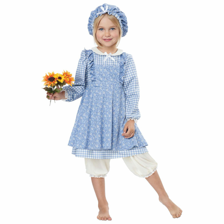 Little Prairie Blue Pioneer Frontier Colonial Olden Day Toddler Girls Costume