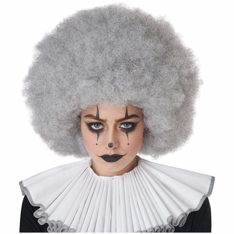 Clown Jumbo Afro Grey Adult Unisex Wig