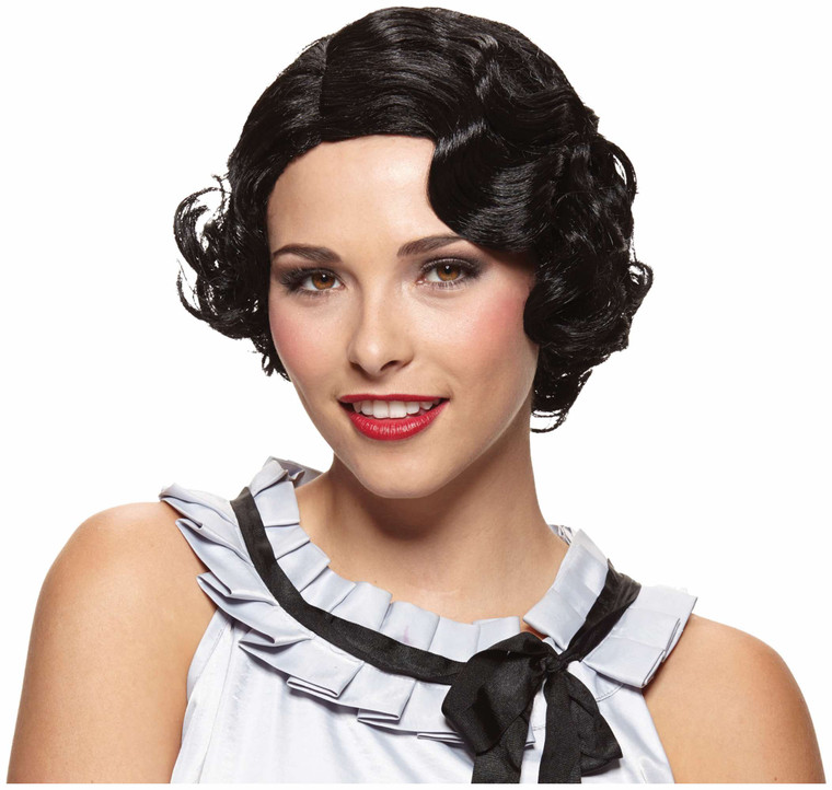 Gatsby 20s Black Vintage Finger Wave Womens Wig