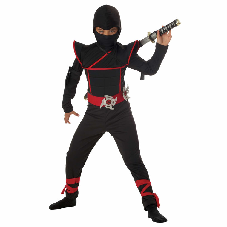 Stealth Ninja Assassin Japanese Warrior Black Red Book Week Boys Costume