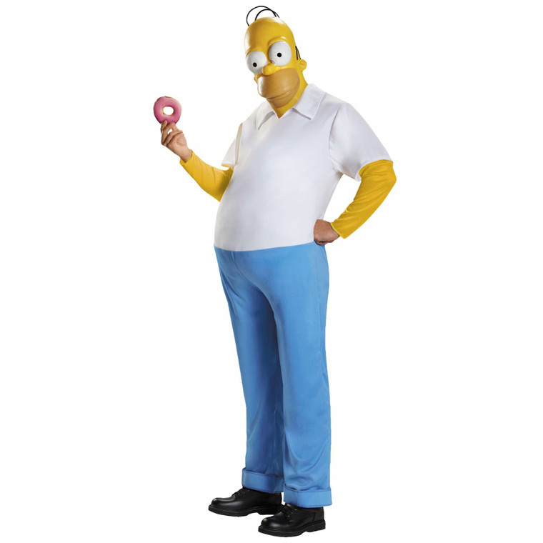 Homer Jay Simpson Deluxe The Simpsons Family Funny Cartoon Mens Costume XL