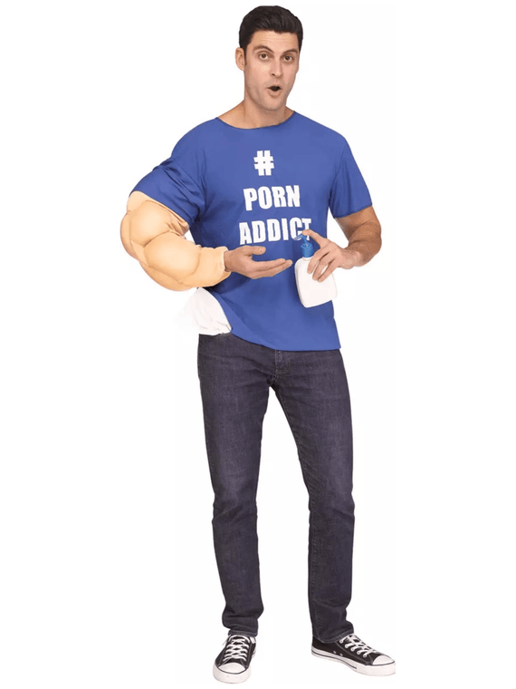 Porn Addict Muscular Funny Stag Night Naughty Adult Mens Costume With Muscle Arm
