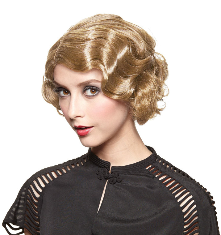 Gatsby Flapper 1920s 1930s Wavy Golden Blonde Girl Women Costume Wig