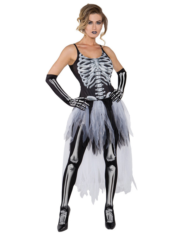 Skeleton Bones Day of The Dead Mexican Halloween Women Costume