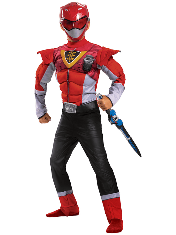 Red Ranger Muscle Power Rangers Beast Morphers Superhero Child Boys Costume