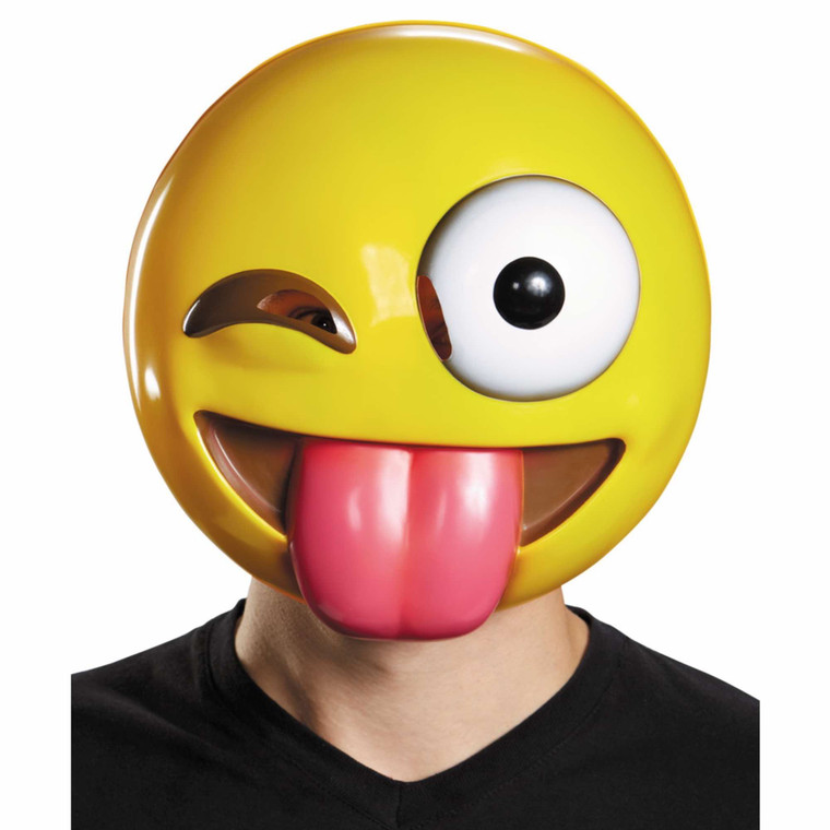 Tongue Out Winking Face Emotion Icon Adult Womens Mens Costume Mask