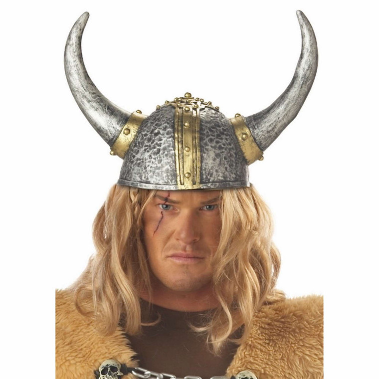 Viking Helmet Hat Soft PVC Silver Gold Norseman Men Costume Accessory