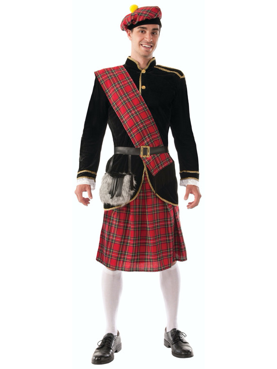 Scotsman Scottish Irish British Highlander Tartan Kilt Adult Mens Costume OS