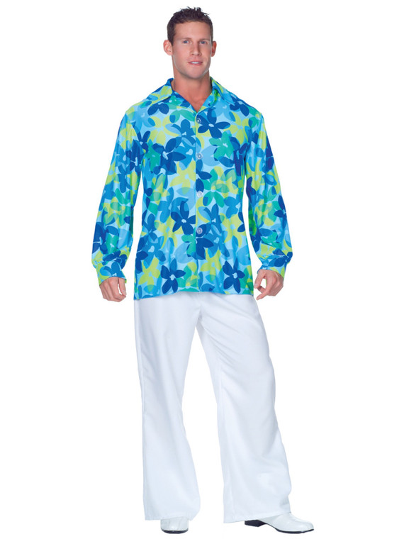 60’s Flower Power 1960s 1970s Hippie Retro Groovy Mens Costume Shirt