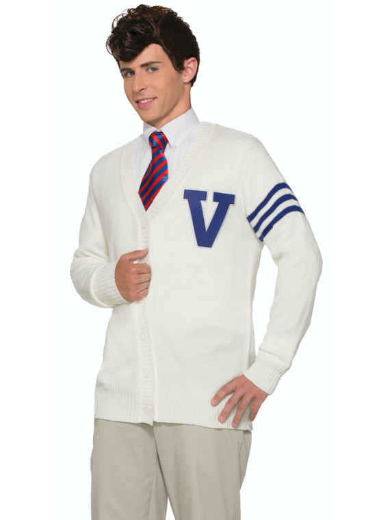 50s Varsity Old School Retro Letterman Greaser Top Sweater Adult Mens Costume