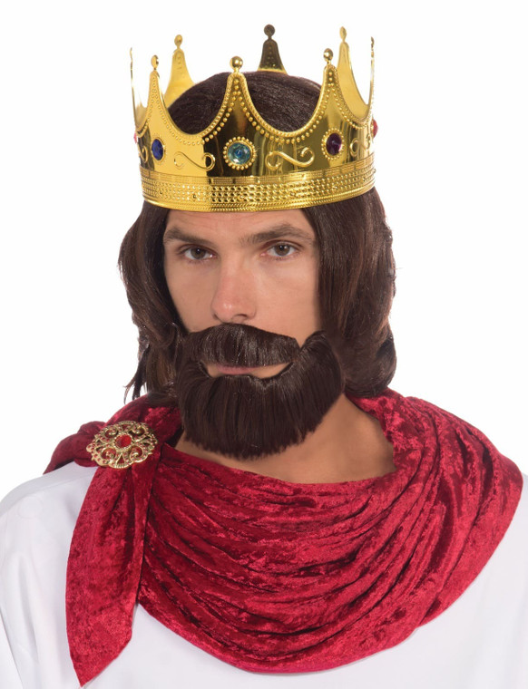 Royal King Renaissance Medieval Men Costume Wig Beard & Moustache