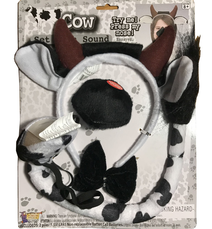 Cow Animal Set Ear Nose Tail Choker Book Week Boys Girls Costume Kit with Sound