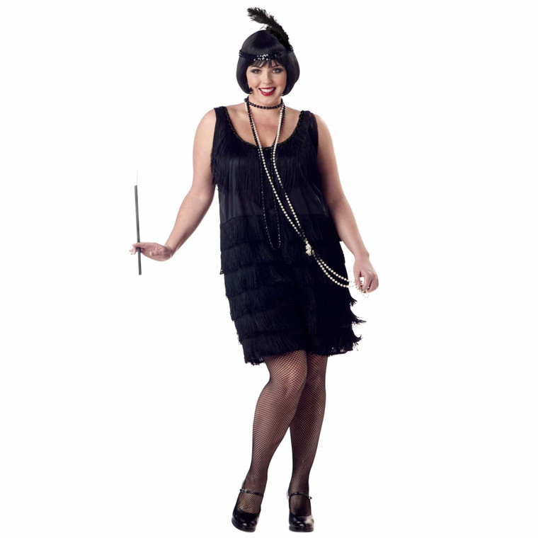 Fashion Flapper 1920s 30s Black Charleston Gatsby Womens Costume Plus Size