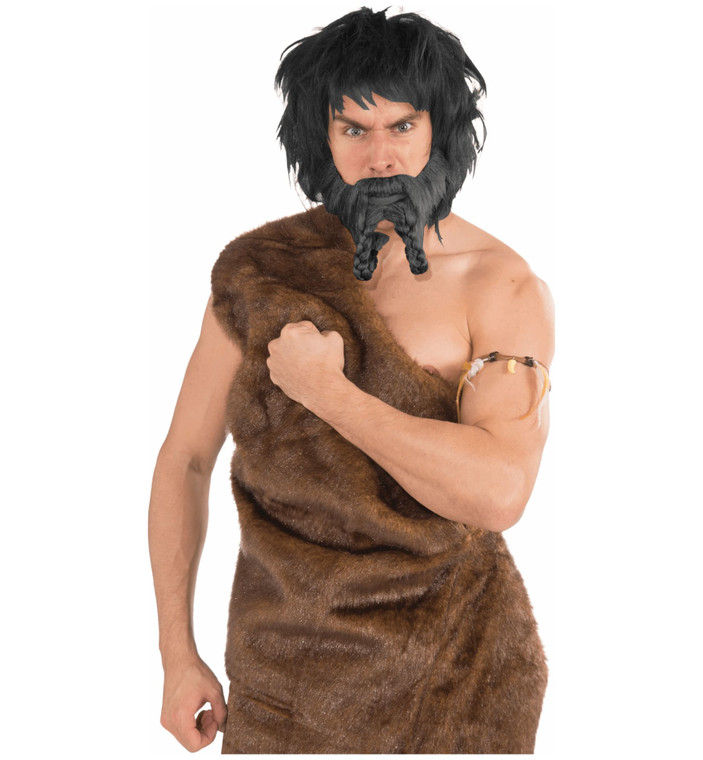 Viking Raider Medieval Norse Warrior Barbarian Men Costume Black Beard Moustache