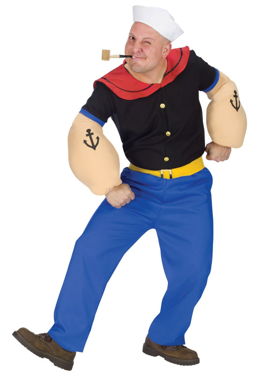 Popeye The Sailor Man Cartoon TV Funny Dress Up Men Costume One Size