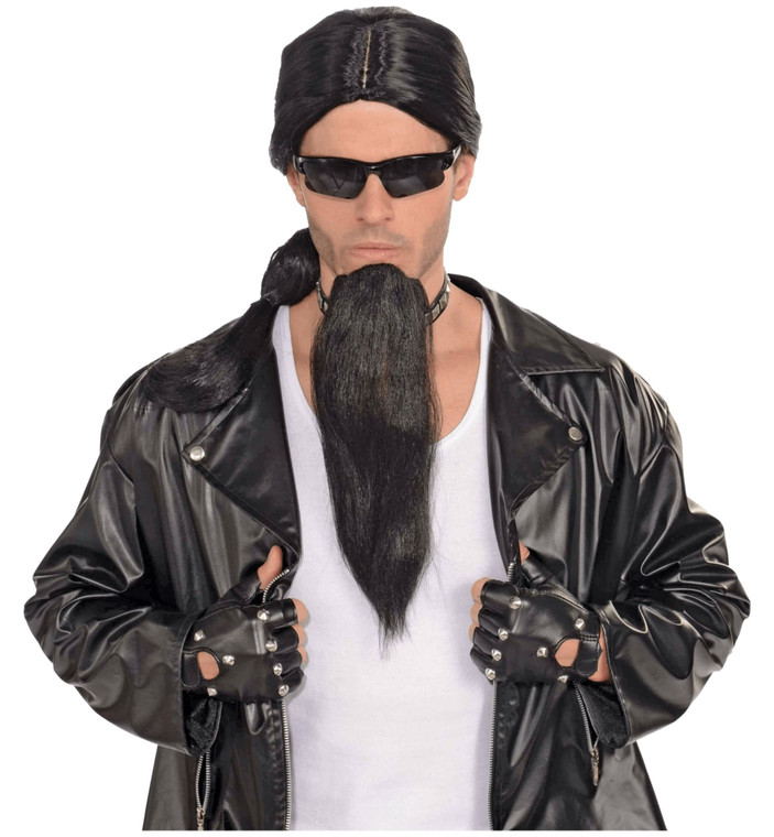 Bad Biker Gangster 1980s Men Costume Black Goatee