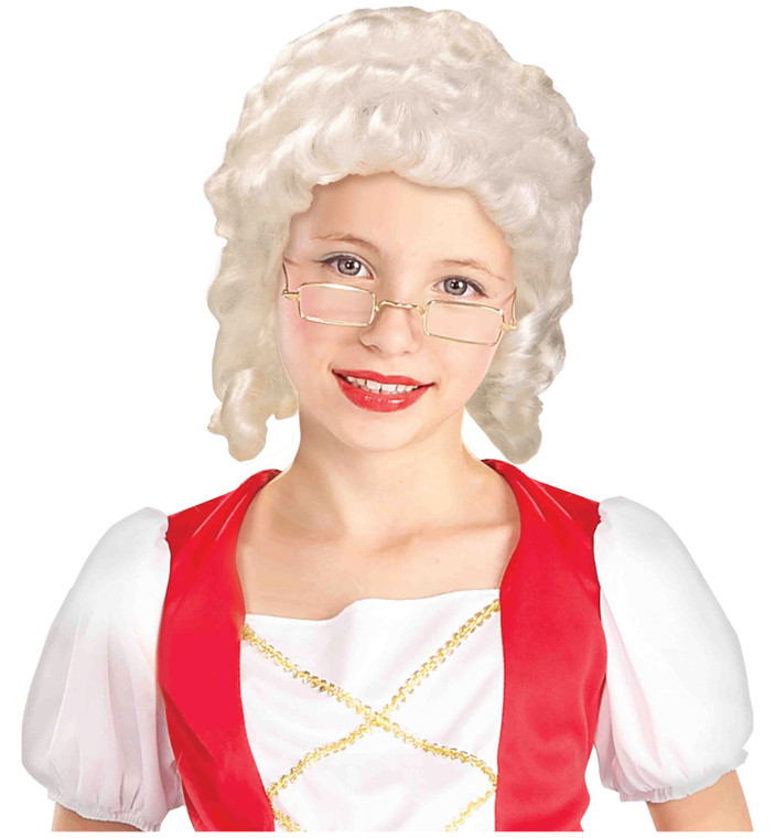 Colonial Lady Belle Victorian 18th Century Olden Day White Girls Costume Wig