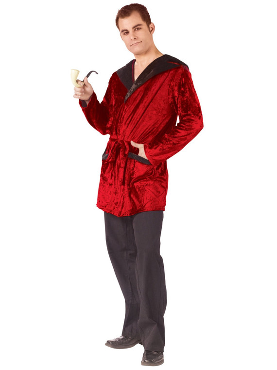 Casanova Smoking Jacket Playboy Red Robe Adult Mens Costume OS