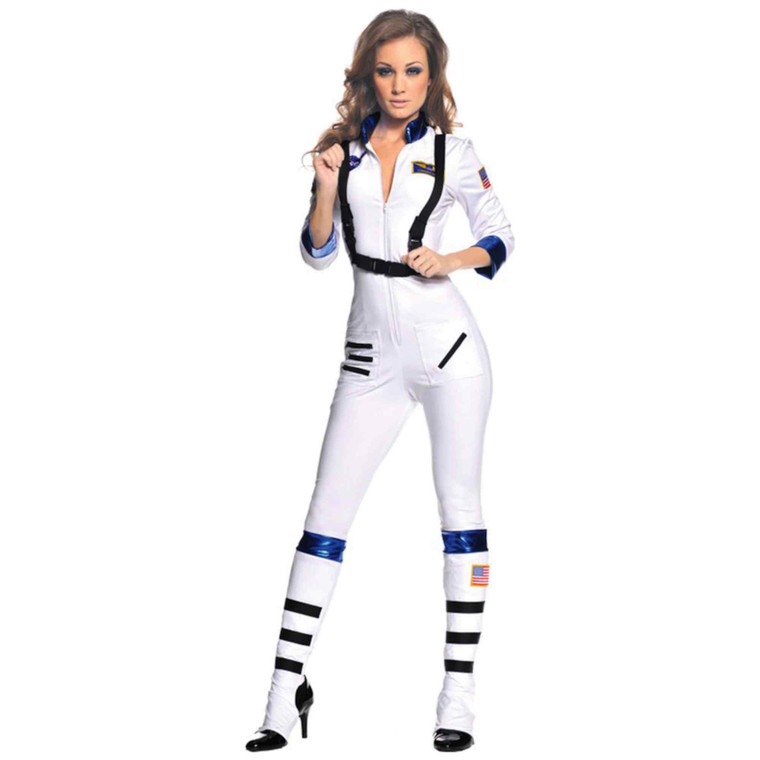 Sexy Astronaut Uniform White Space Girl Jumpsuit Women Costume