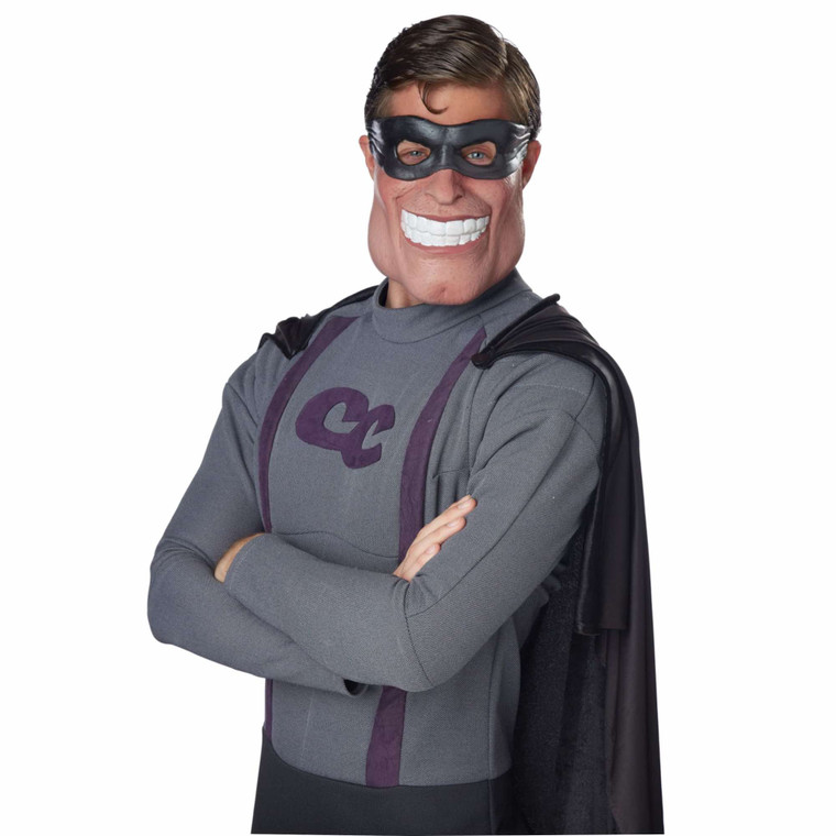 Super Dude Superhero Square Chin Justice Funny Men Costume Half Face Mask