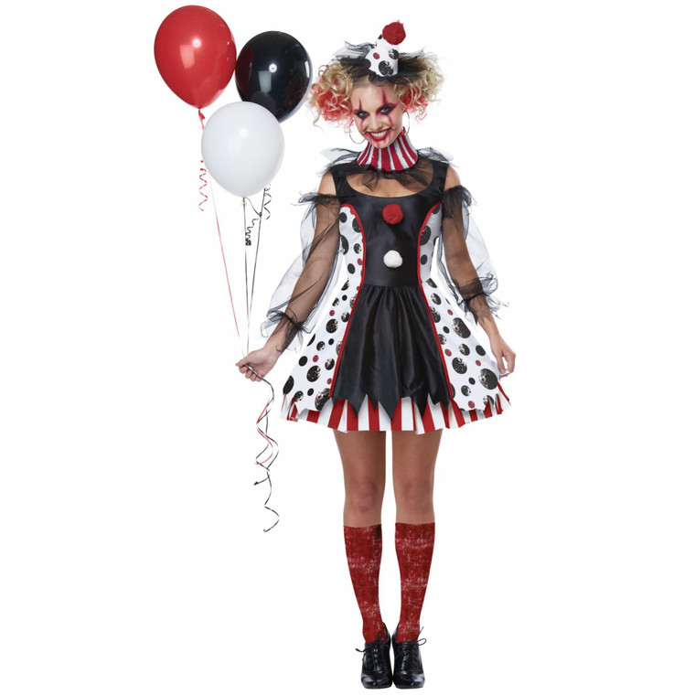 Twisted Clown Horror Joker Evil Jester Circus Womens Costume