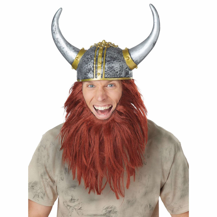 Viking Getup Norman Medieval Warrior Men Costume Helmet Beard Kit