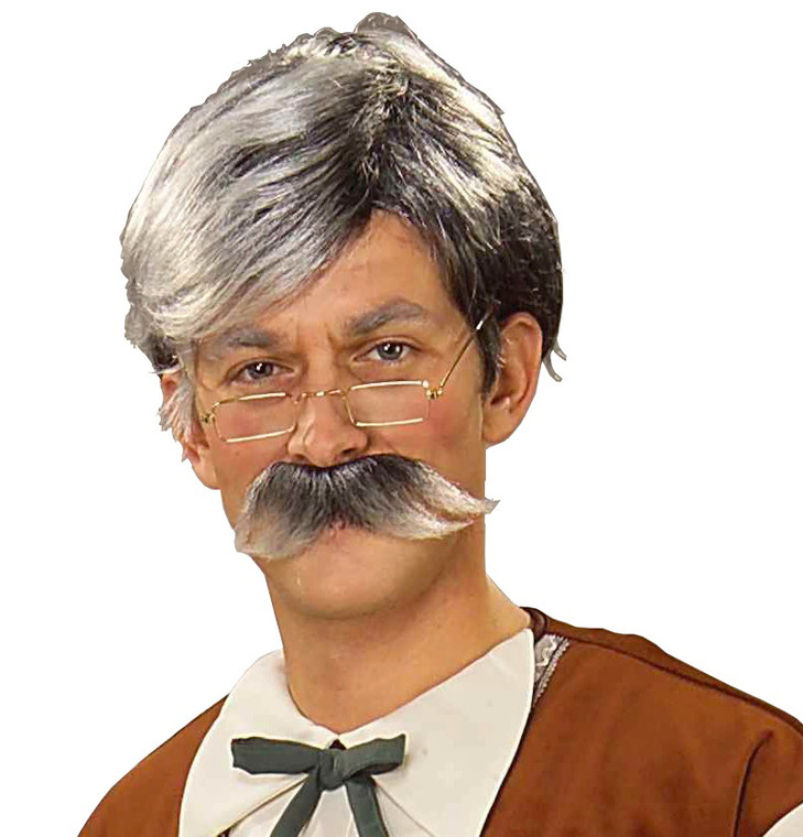Geppetto Woodcarver Pinocchio Grey Old Man Men Costume Wig & Moustache