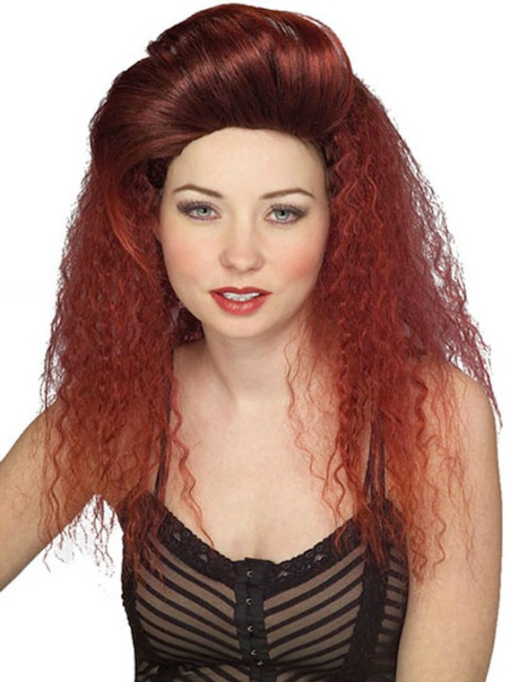 Jersey Girl 1980 80s Curly Auburn Women Costume Wig