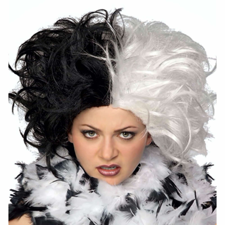 Cruel Diva Devil Spot Dalmations Evil Madame Women Costume Wig