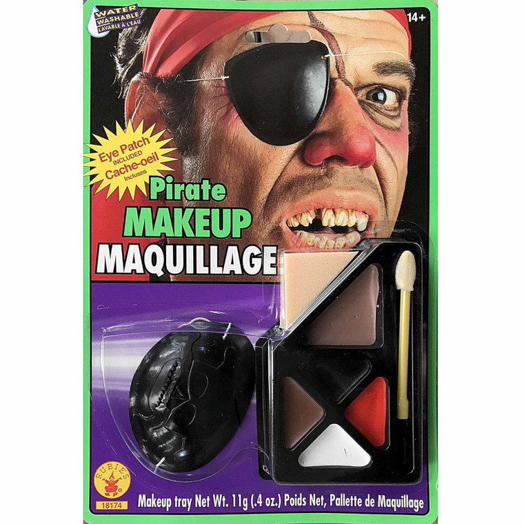 Pirate Captain Cutthroat Buccaneer Carribbean Mens Costume Makeup & Eye patch