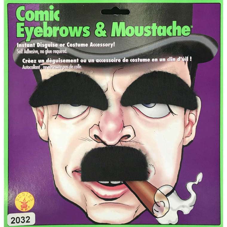 Comic Cartoon Charlie 1920s Men Costume Moustache and Eyebrows Set