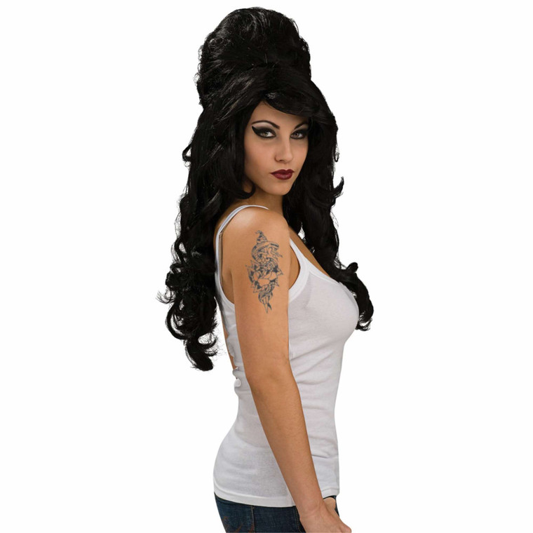 Amy Rehab Black Beehive 60s Women Costume Wig
